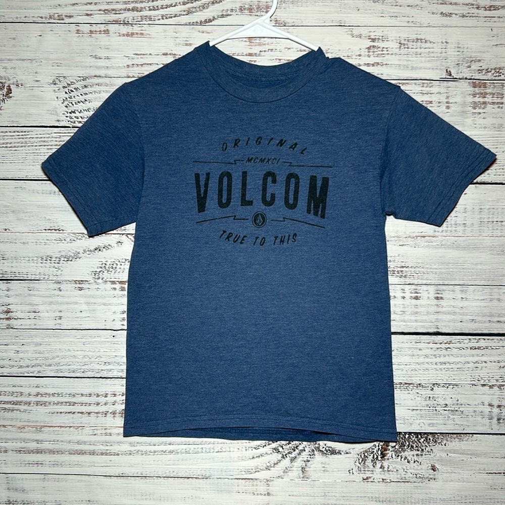 Volcom Big Boys Logo Shirt Blue Small